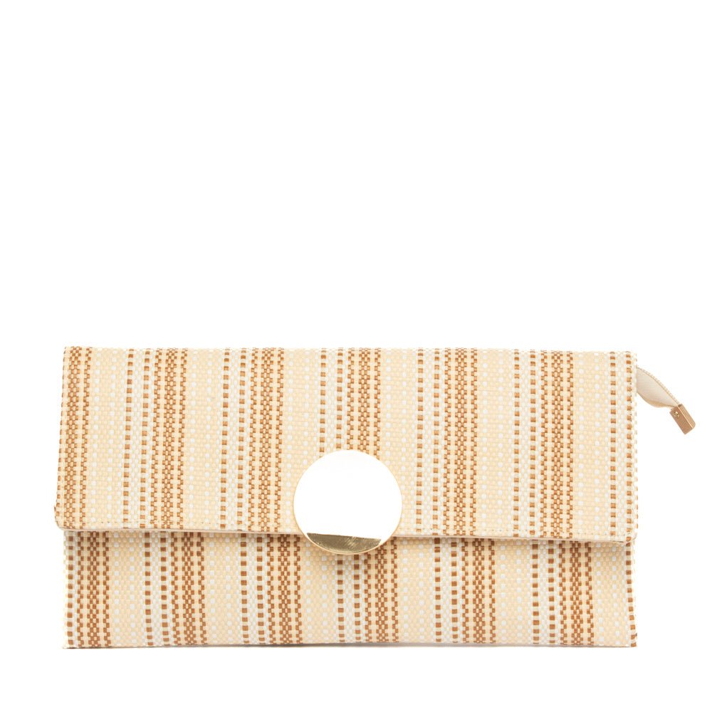 Pochette in rafia cerata beige a righe - TreemmeCreazioni