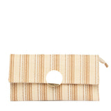 Pochette in rafia cerata beige a righe