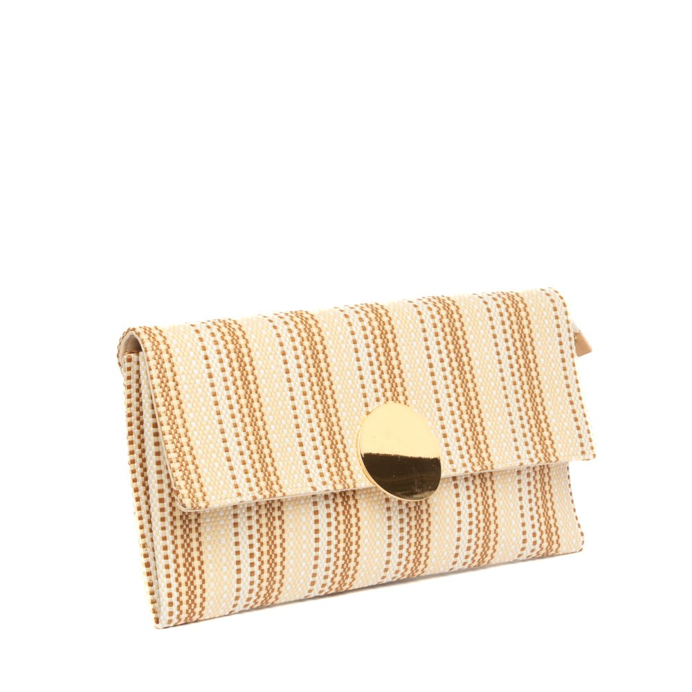 Pochette in rafia cerata beige a righe - TreemmeCreazioni