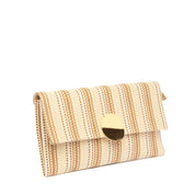 Pochette in rafia cerata beige a righe - TreemmeCreazioni