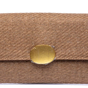 Pochette in rafia cerata marrone con gioiello - TreemmeCreazioni