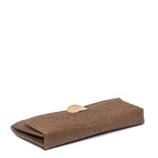 Pochette in rafia cerata marrone con gioiello - TreemmeCreazioni