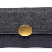 Pochette in rafia cerata nero con gioiello - TreemmeCreazioni