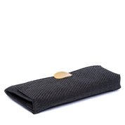 Pochette in rafia cerata nero con gioiello - TreemmeCreazioni