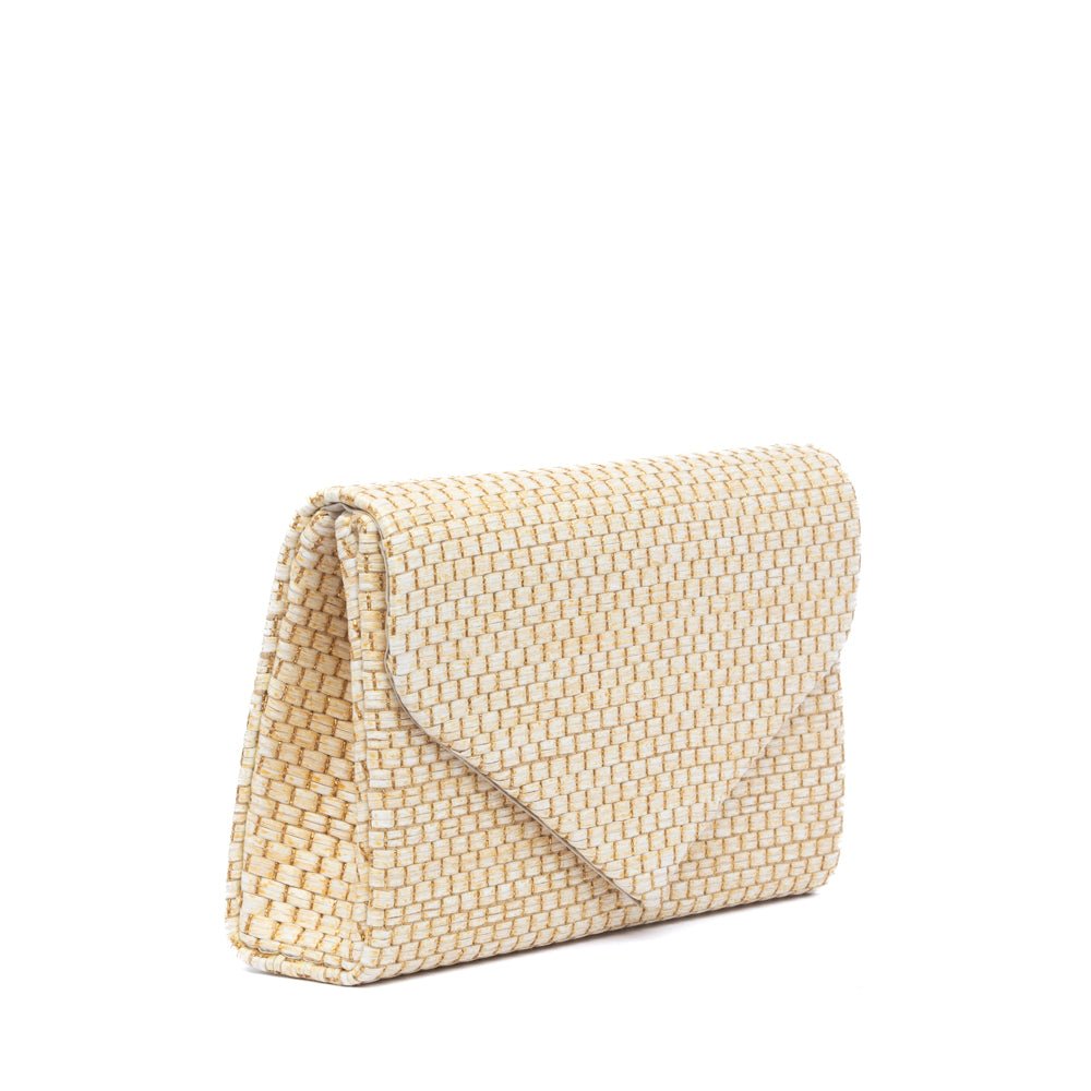 Pochette in rafia naturale color sabbia e glitter dorato - TreemmeCreazioni