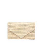 Pochette in rafia naturale color sabbia e glitter dorato - TreemmeCreazioni