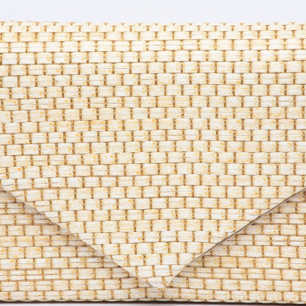 Pochette in rafia naturale color sabbia e glitter dorato - TreemmeCreazioni