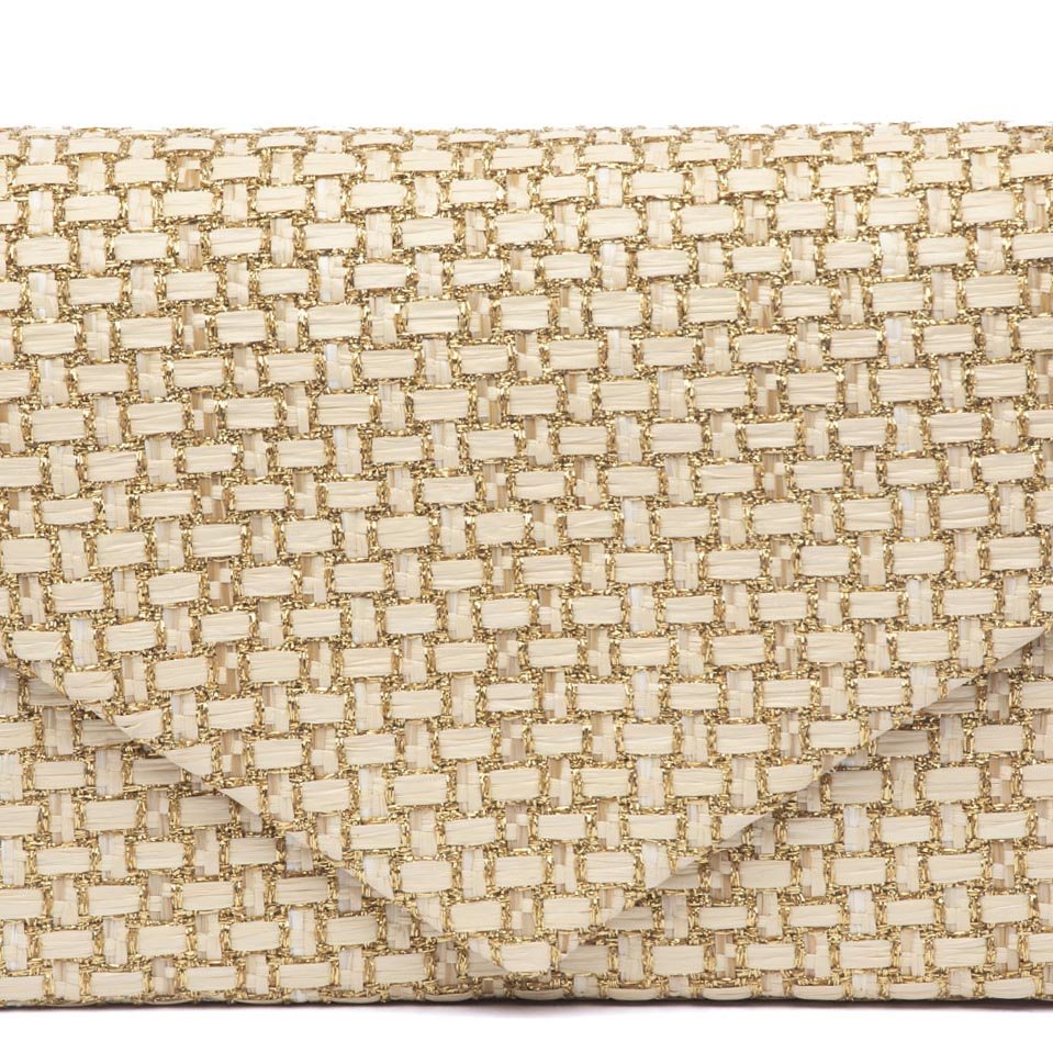 Pochette in rafia naturale havana e glitter dorato - TreemmeCreazioni
