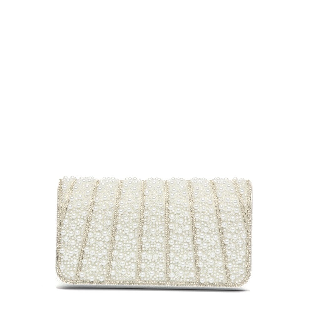 Pochette in raso bianco e perle. - TreemmeCreazioni