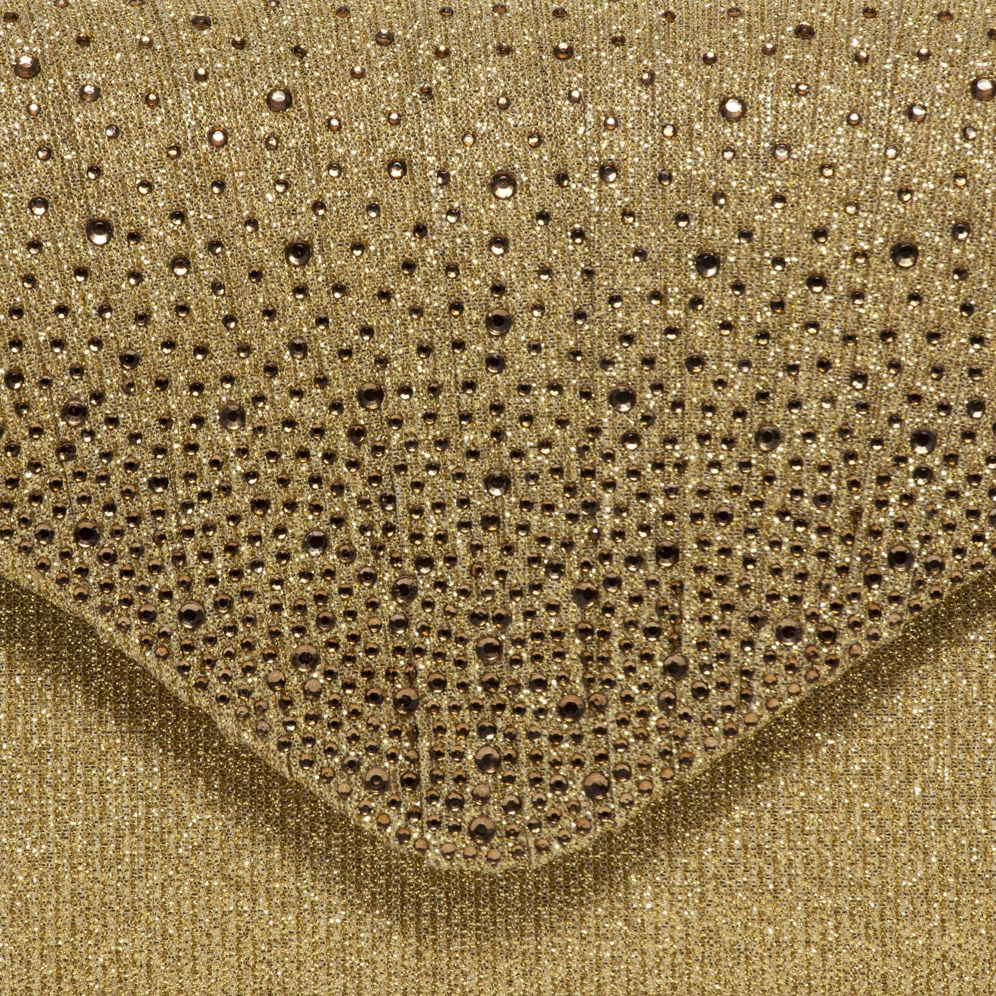 Pochette in raso oro con cristalli. - TreemmeCreazioni