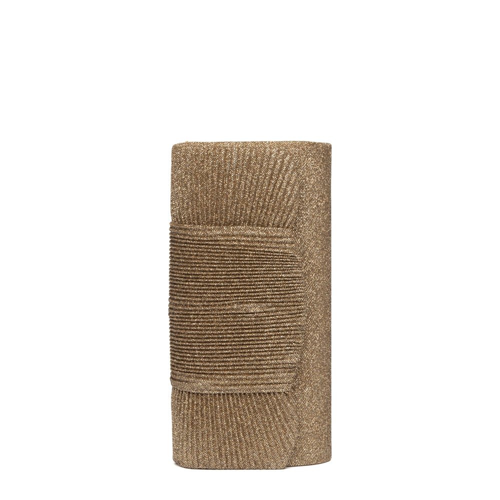 Pochette in tessuto brillantinato bronzo con fiocco - TreemmeCreazioni