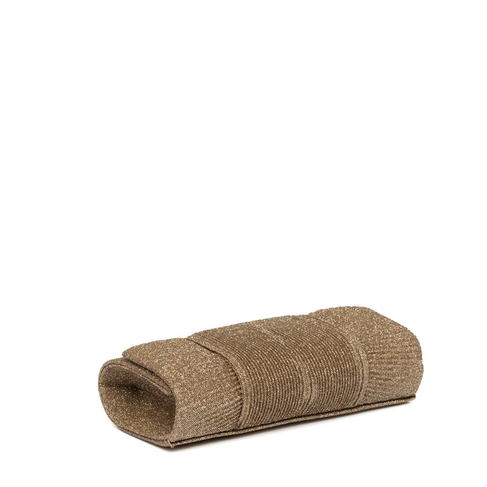 Pochette in tessuto brillantinato bronzo con fiocco - TreemmeCreazioni