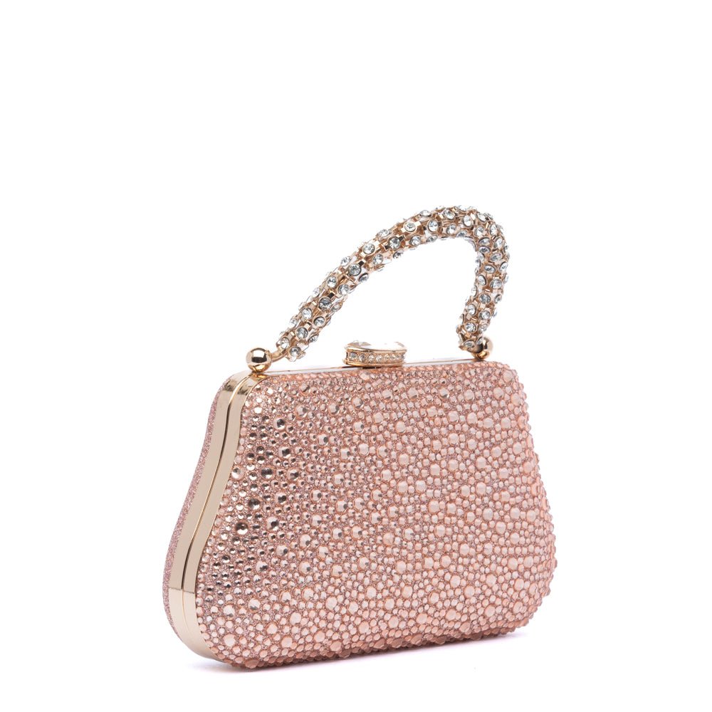 Pochette in tessuto brillantinato rosa con applicazioni - TreemmeCreazioni