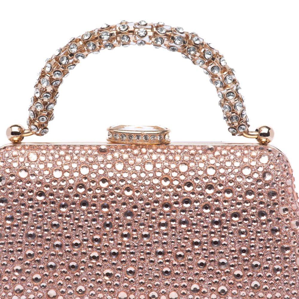 Pochette in tessuto brillantinato rosa con applicazioni - TreemmeCreazioni