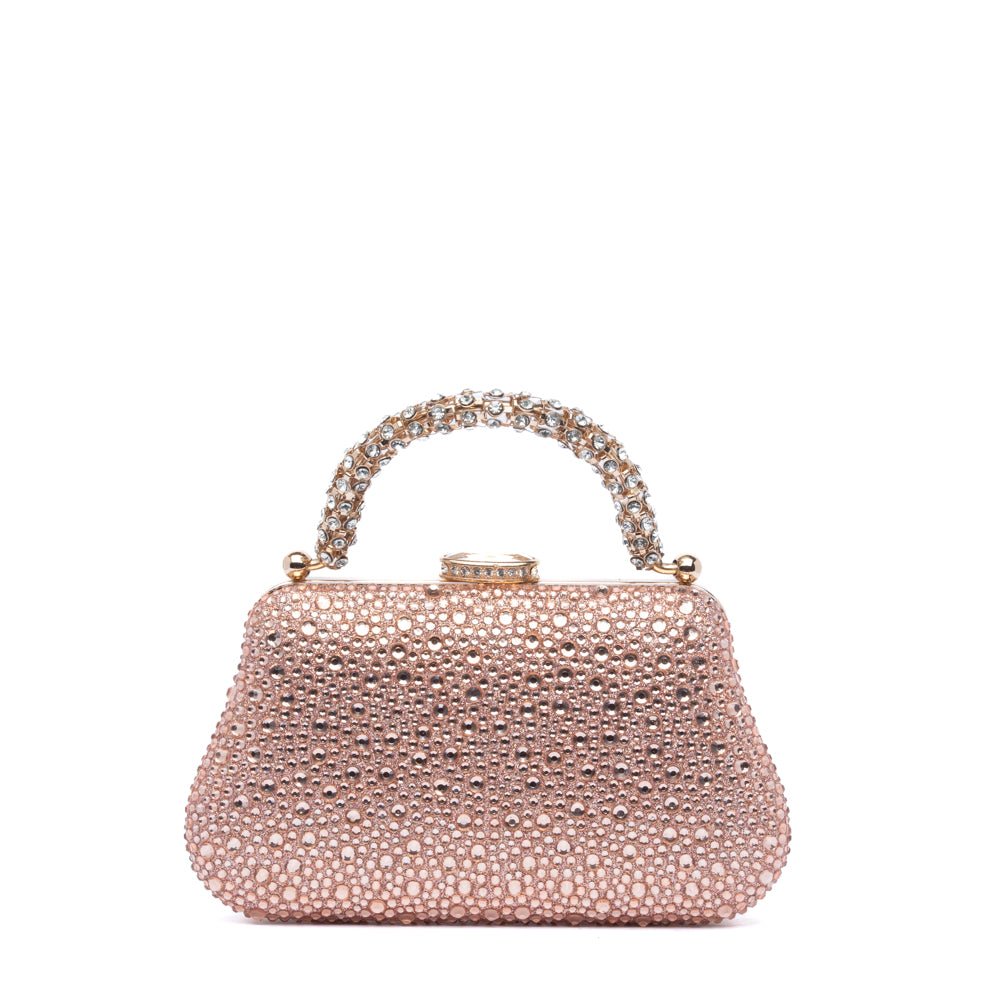 Pochette in tessuto brillantinato rosa con applicazioni - TreemmeCreazioni