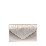 Pochette in tessuto laminato dorato con brillantini
