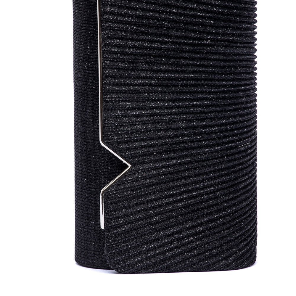 Pochette in tessuto nero glitterato con plissé - TreemmeCreazioni