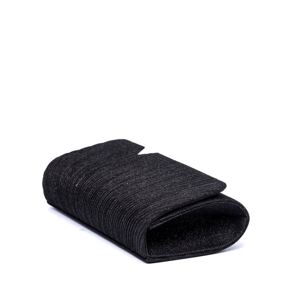 Pochette in tessuto nero glitterato con plissé - TreemmeCreazioni
