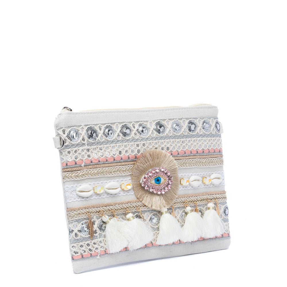 Pochette summer in canvas color sabbia - TreemmeCreazioni
