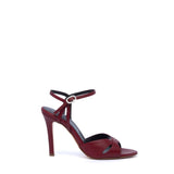 Sandalo alto in pelle rosso bordeaux
