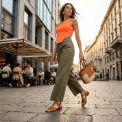 Sandalo basso in pelle cognac. - TreemmeCreazioni