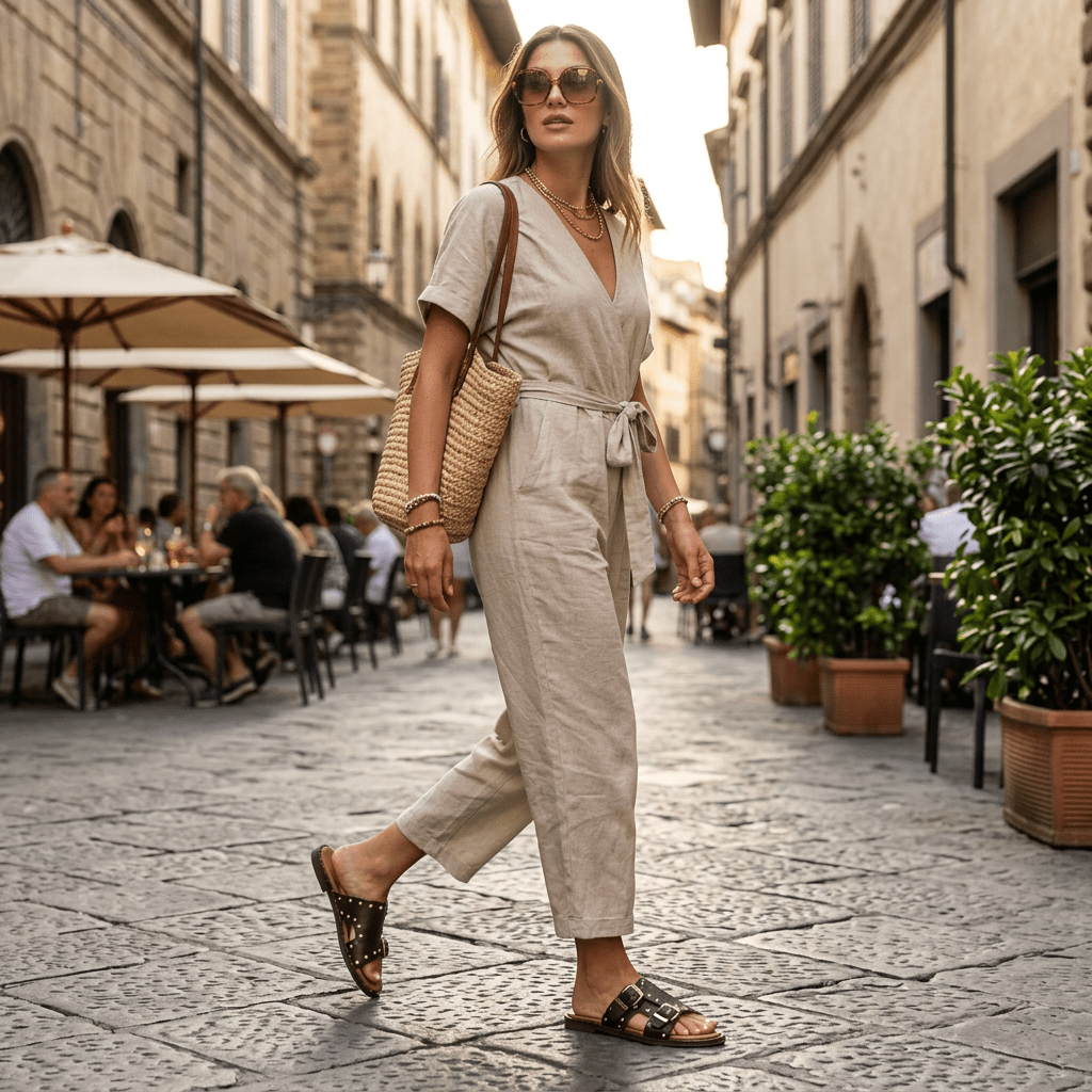 Sandalo ciabattina in pelle marrone con borchie - TreemmeCreazioni