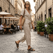 Sandalo ciabattina in pelle marrone con borchie - TreemmeCreazioni