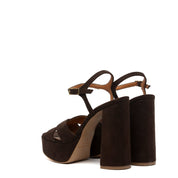Sandalo con platform in camoscio cioccolato - TreemmeCreazioni