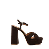 Sandalo con platform in camoscio cioccolato
