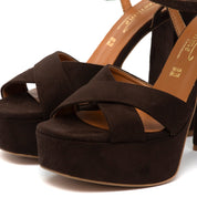 Sandalo con platform in camoscio cioccolato - TreemmeCreazioni