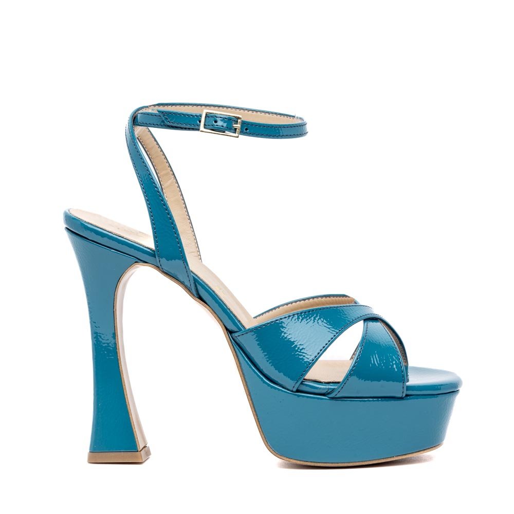 Sandalo con platform in naplak petrolio - TreemmeCreazioni