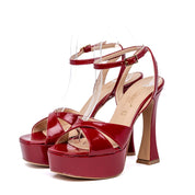 Sandalo con platform in naplak rosso - TreemmeCreazioni
