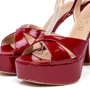 Sandalo con platform in naplak rosso - TreemmeCreazioni