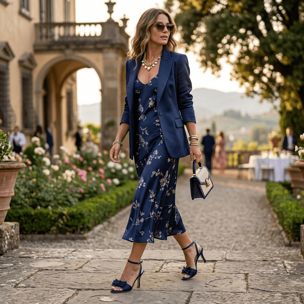 Sandalo elegante in raso blu con fiocchetti. - TreemmeCreazioni