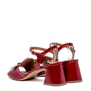 Sandalo in naplak rosso con fiocco bianco - TreemmeCreazioni