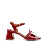 Sandalo in naplak rosso con fiocco bianco