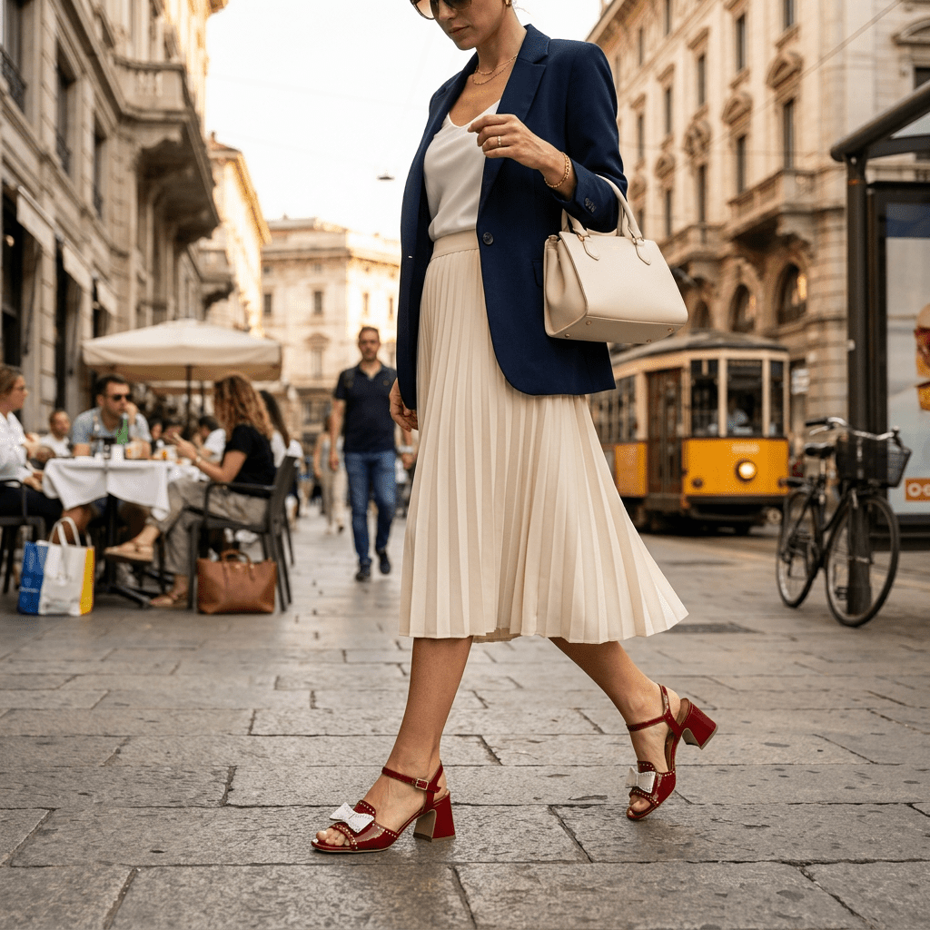 Sandalo in naplak rosso con fiocco bianco - TreemmeCreazioni