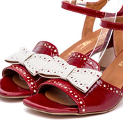 Sandalo in naplak rosso con fiocco bianco - TreemmeCreazioni
