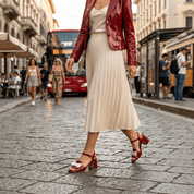 Sandalo in naplak rosso con fiocco bianco - TreemmeCreazioni