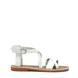 Sandalo in pelle bianca con borchie