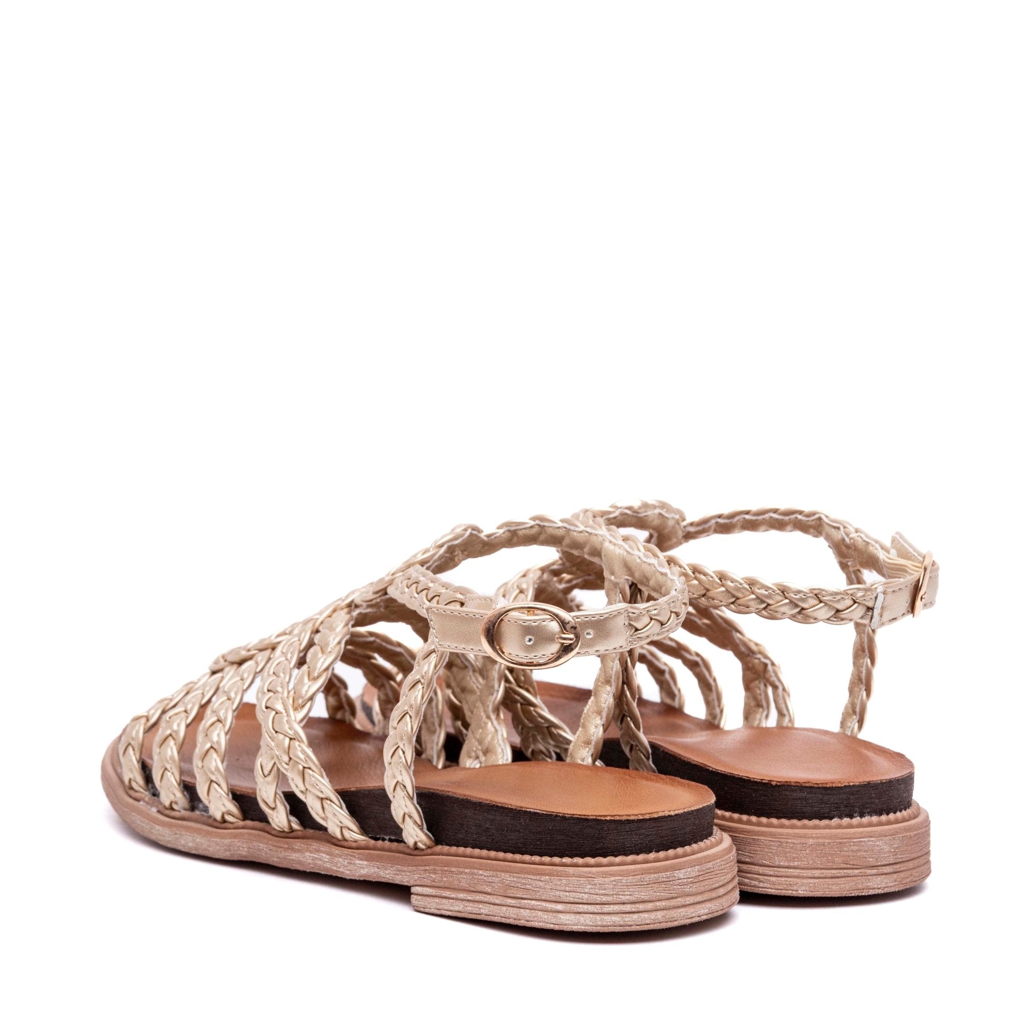 Sandalo in pelle intrecciata platino. - TreemmeCreazioni