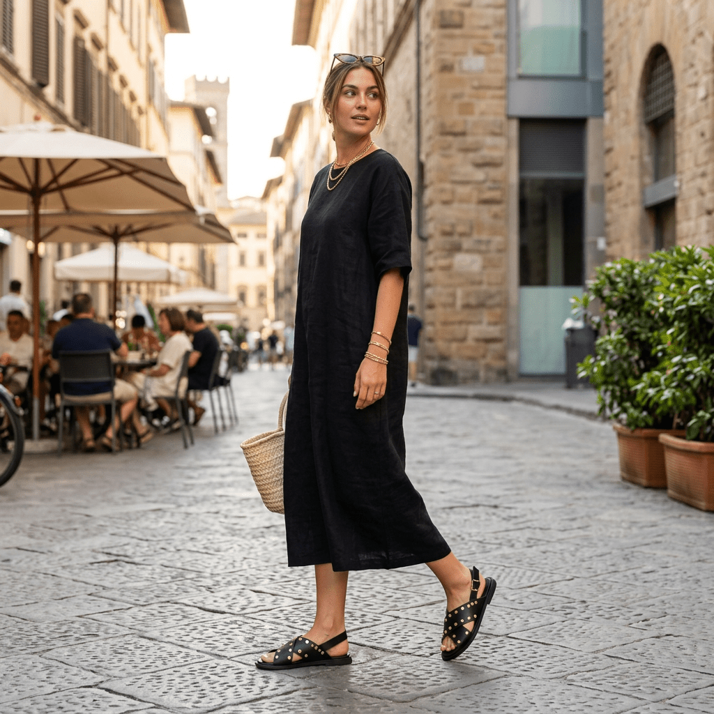 Sandalo in pelle nero con borchie - TreemmeCreazioni