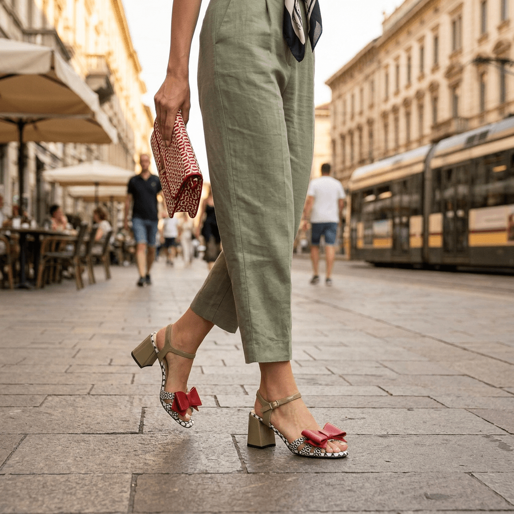 Sandalo in stile retro con fiocco. - TreemmeCreazioni