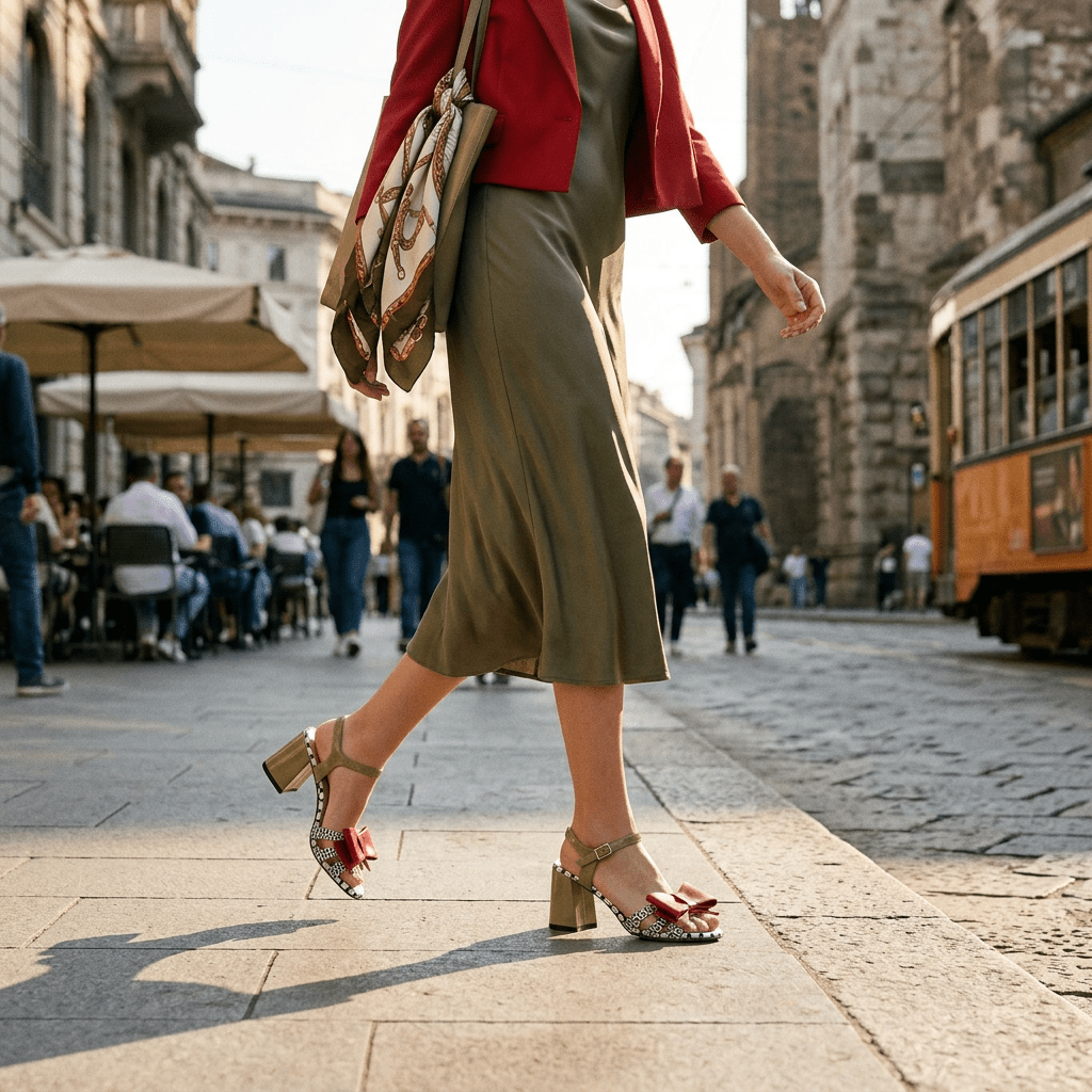 Sandalo in stile retro con fiocco. - TreemmeCreazioni