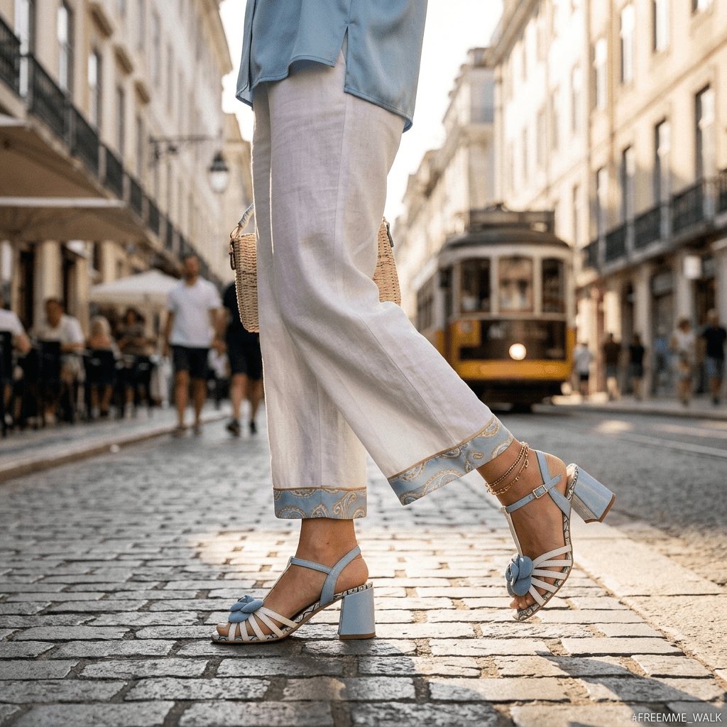 Sandalo in stile retro con fiore. - TreemmeCreazioni