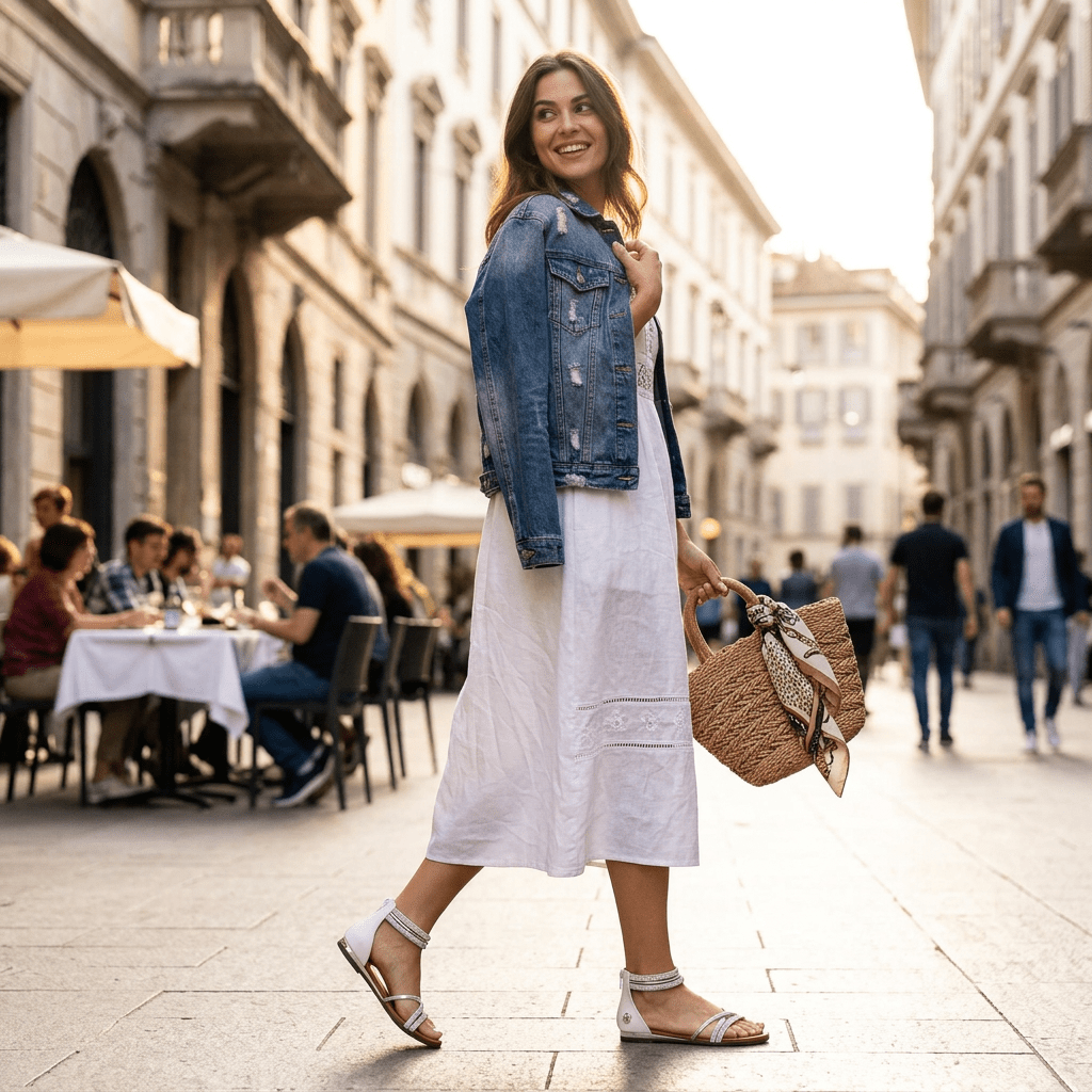 Sandalo infradito in pelle bianca e strass. - TreemmeCreazioni