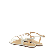 Sandalo minimal in pelle laminata bianco - TreemmeCreazioni