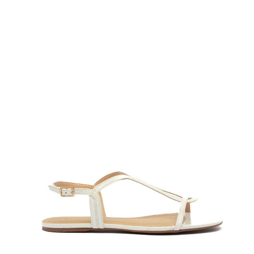 Sandalo minimal in pelle laminata bianco - TreemmeCreazioni