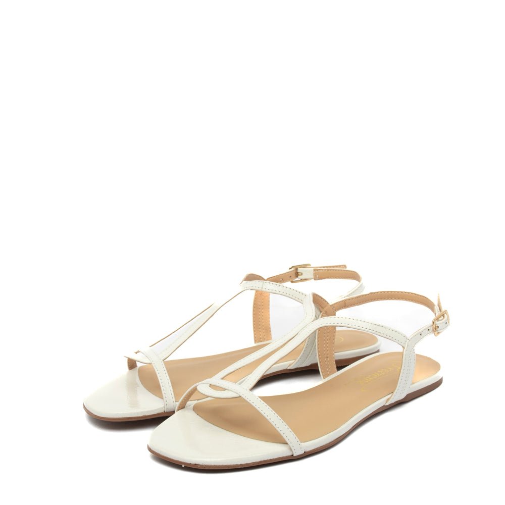 Sandalo minimal in pelle laminata bianco - TreemmeCreazioni