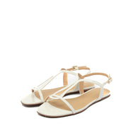 Sandalo minimal in pelle laminata bianco - TreemmeCreazioni